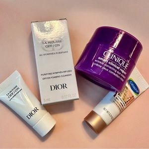 Dior cleanser, Clinique Eye cream & Cetaphil Night Cream mini bundle.